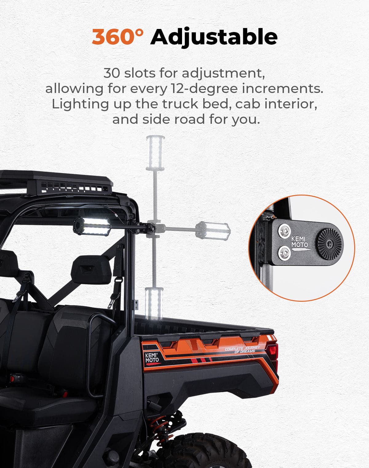 Kemimoto Upgraded Beacon Light 33W 12V IP65 for Polaris
