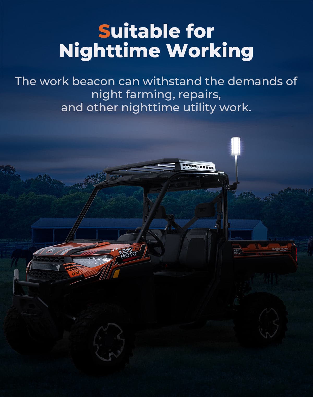 Kemimoto Upgraded Beacon Light 33W 12V IP65 for Polaris