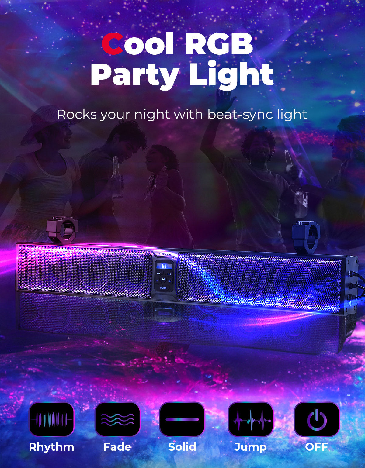 Kemimoto 33" RGB UTV Sound Bar for Can-Am Maverick
