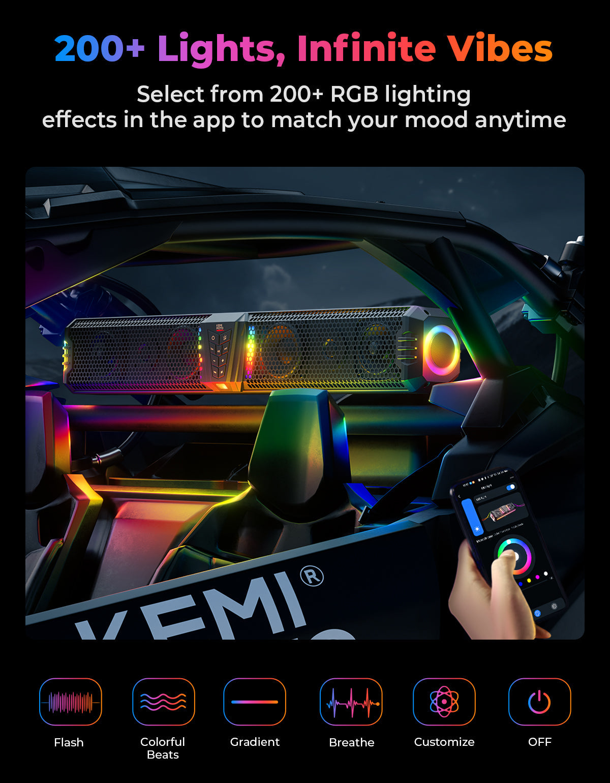 Kemimoto Midnight 80 32-Inch RGB UTV Sound Bar