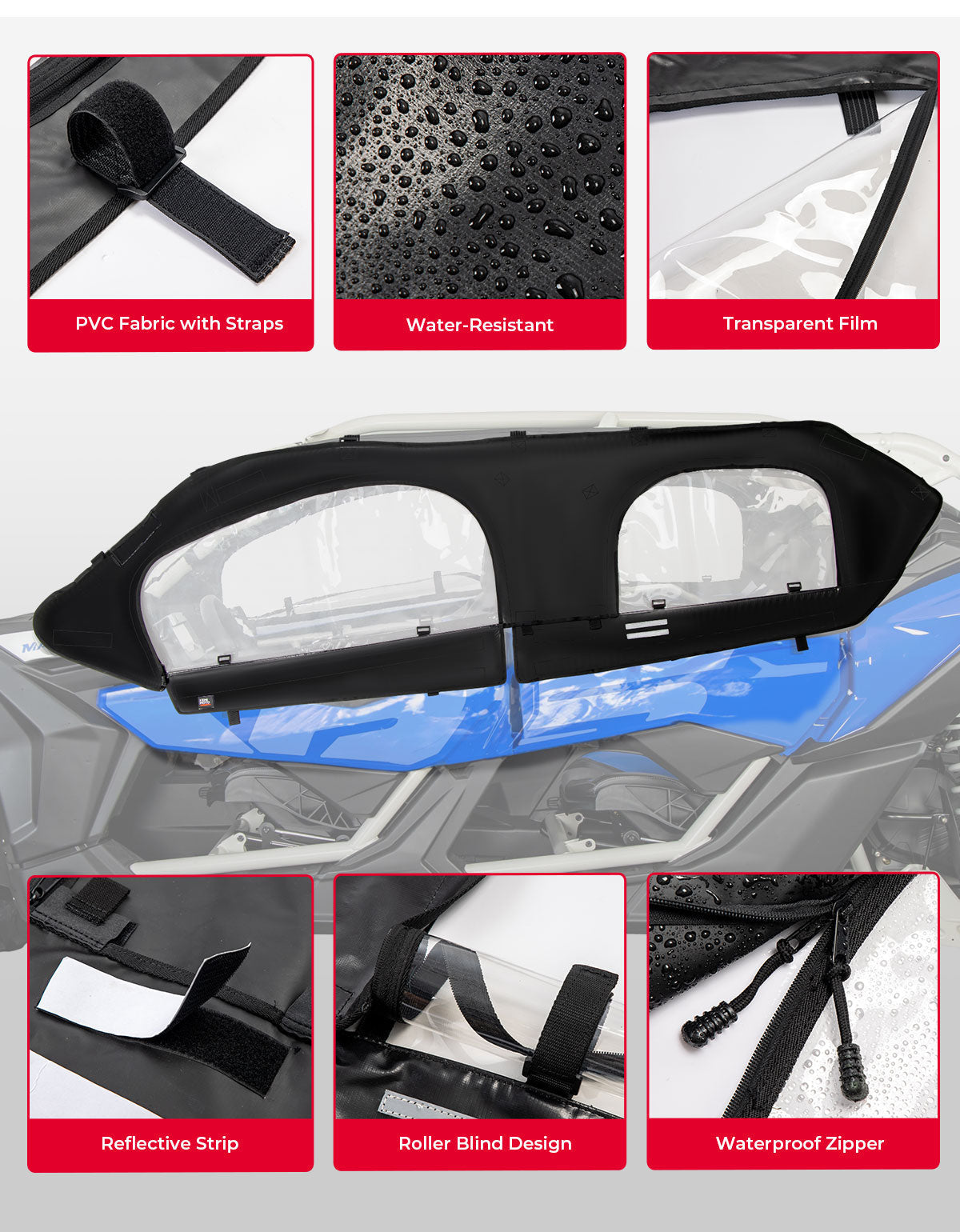 Kemimoto Soft Enclosure Door Inserts for Can‑Am Maverick X3 Max