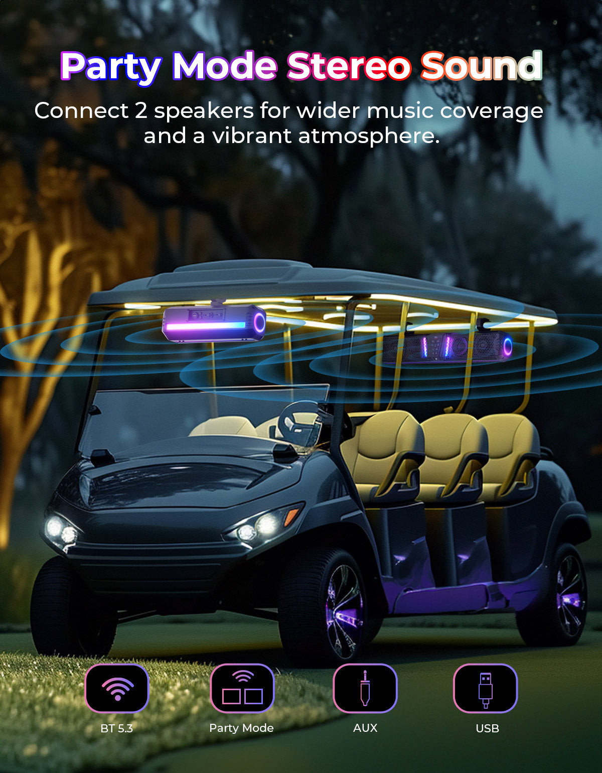 Kemimoto Midnight Gen1.5 UTV Sound Bar IP66 Weatherproof 26-Inch