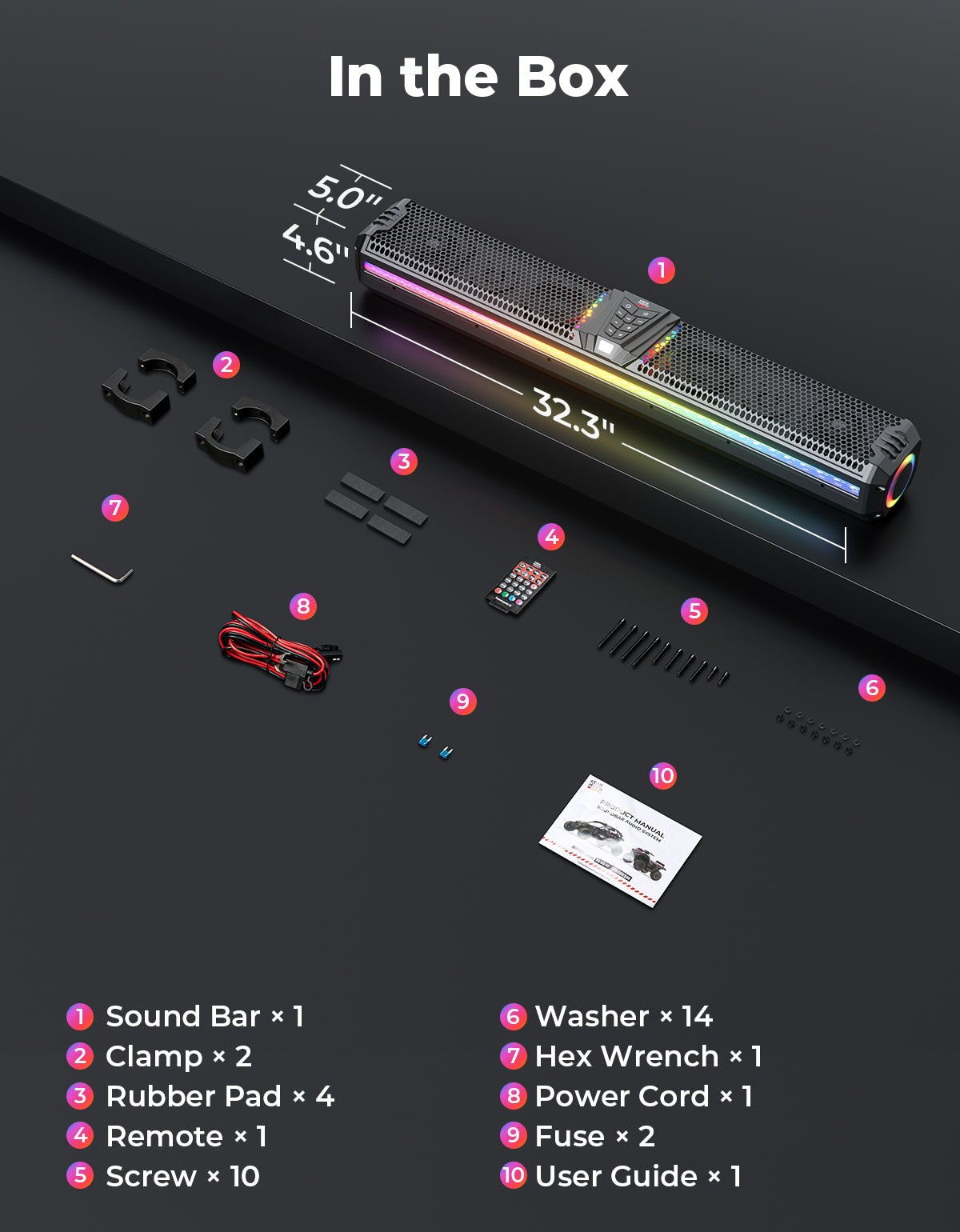 Kemimoto Midnight 80 32-Inch RGB UTV Sound Bar