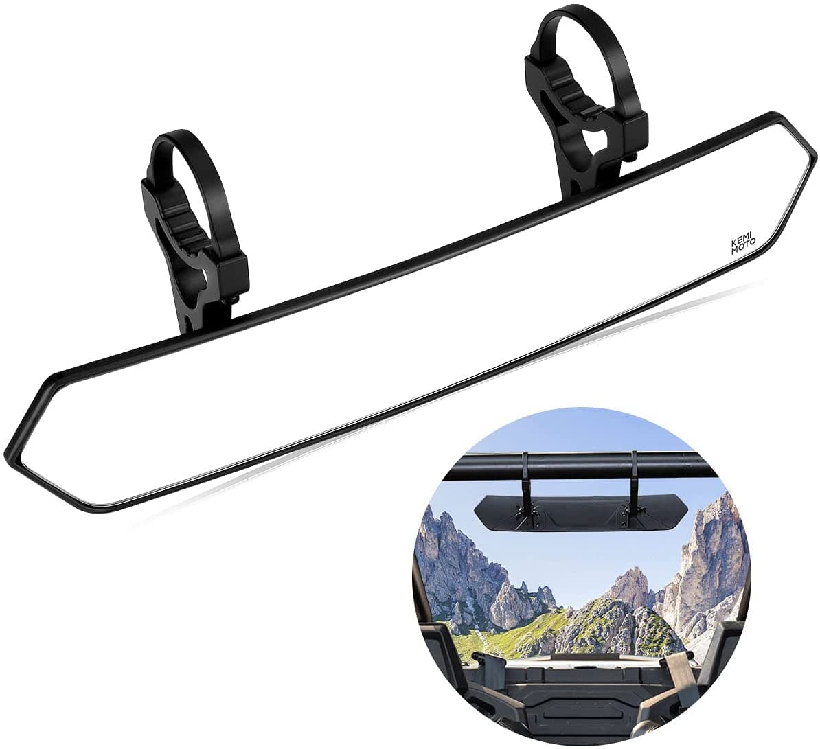 KEMIMOTO Rear View Mirror Aluminum Alloy 1.65''-2'' Universal Fit