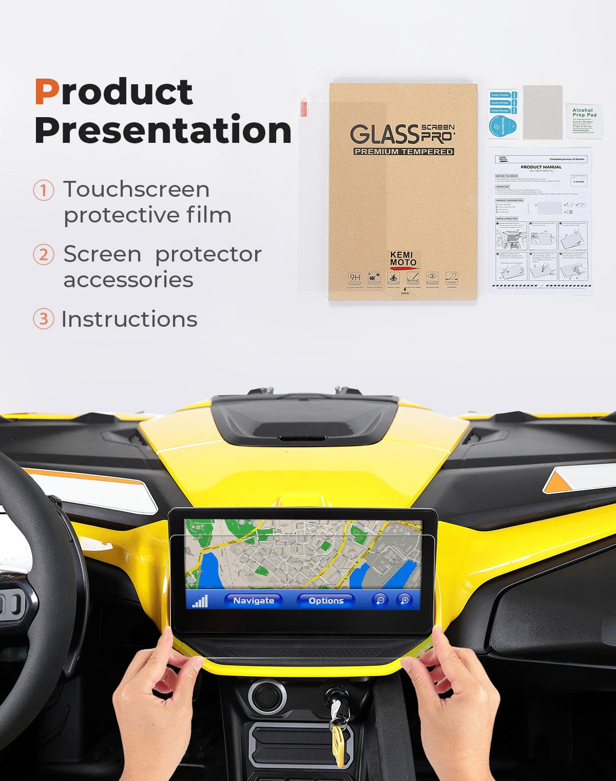 Kemimoto Maverick R Screen Protector 10.5" × 4.9" for Can‑Am