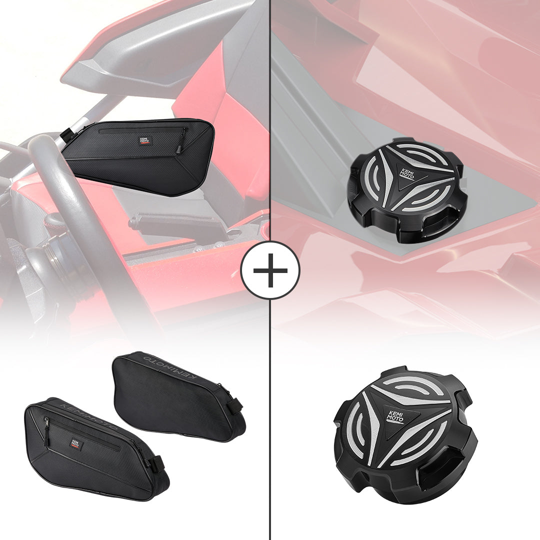 Kemimoto Side Storage Bags Aluminum Gas Cap for Polaris Slingshot