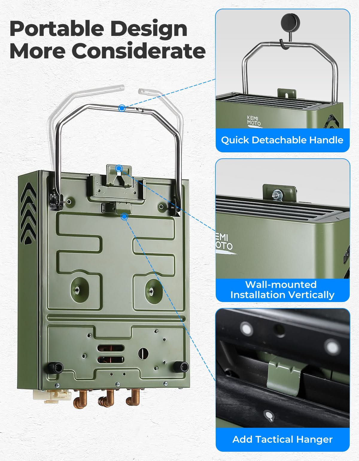 Kemimoto Outdoor Tankless Water Heater 1.32 GPM 5L