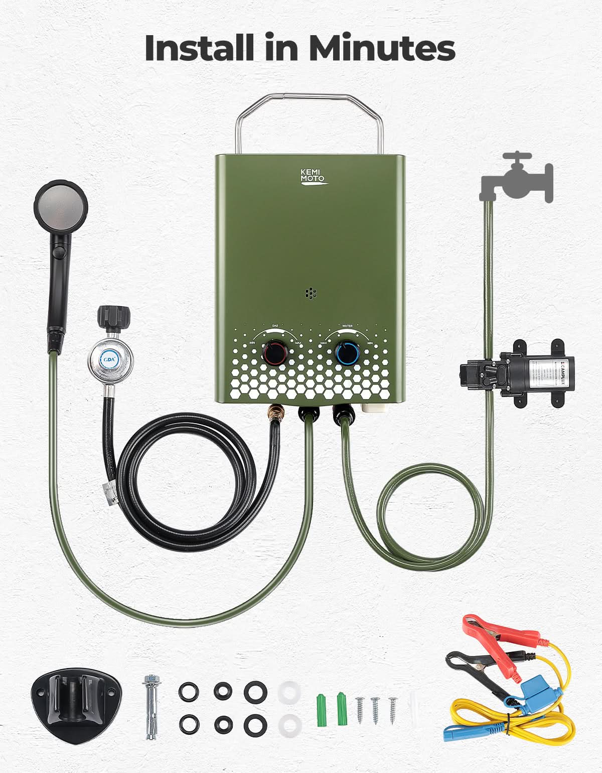 Kemimoto Outdoor Tankless Water Heater 1.32 GPM 5L