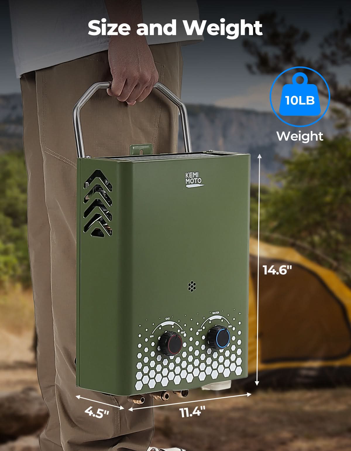 Kemimoto Outdoor Tankless Water Heater 1.32 GPM 5L