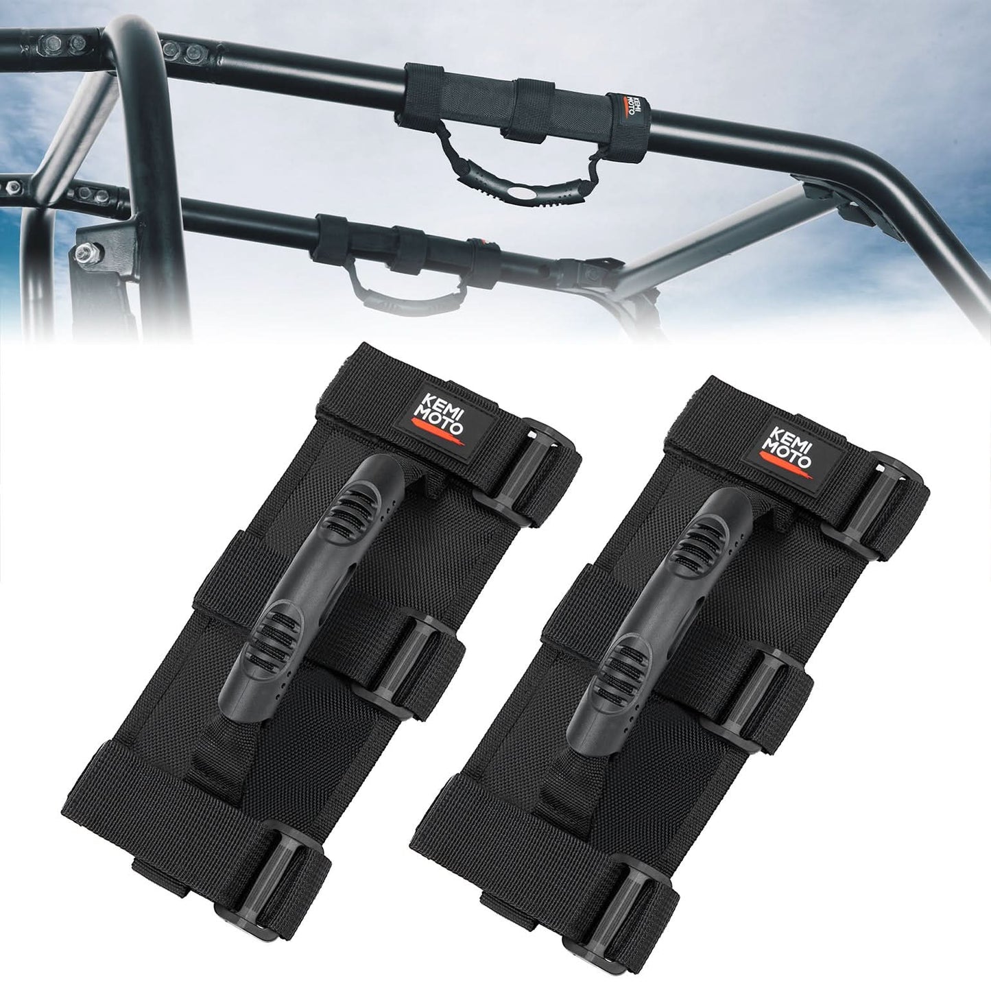 Kemimoto Hard Grip Grab Handles for 1.5–2" Roll Bars