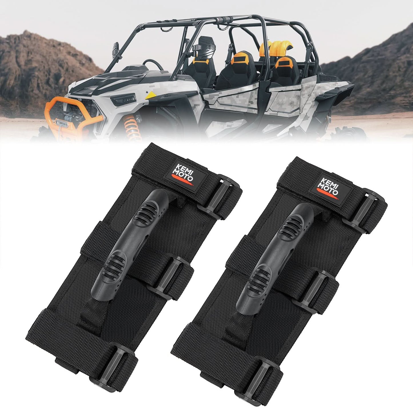 Kemimoto Hard Grip Grab Handles for 1.5–2" Roll Bars
