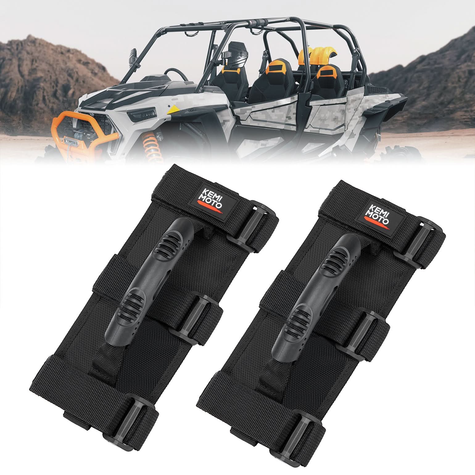 Kemimoto Hard Grip Grab Handles for 1.5–2" Roll Bars