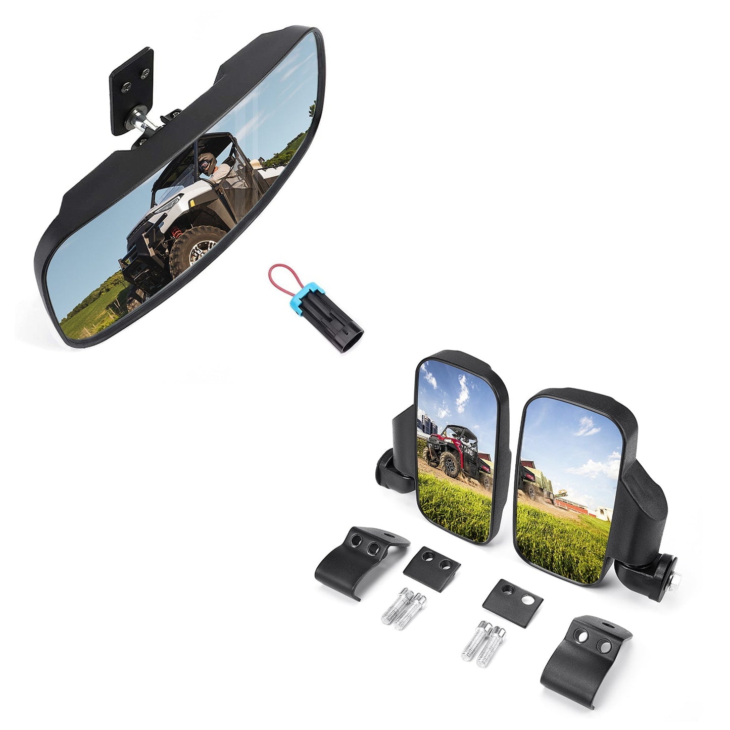 Kemimoto Rear View & Side Mirrors for Polaris Ranger 2015‑2024