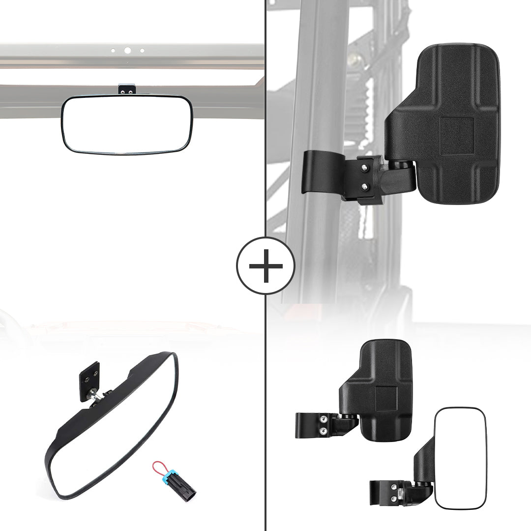 Kemimoto Rear View & Side Mirrors for Polaris Ranger 2015‑2024