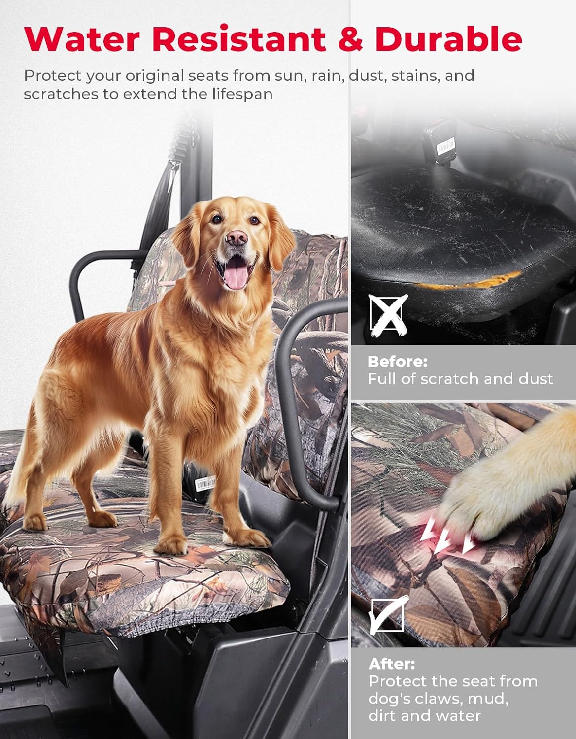 Kemimoto Waterproof Camo Seat Cover for Can‑Am Defender