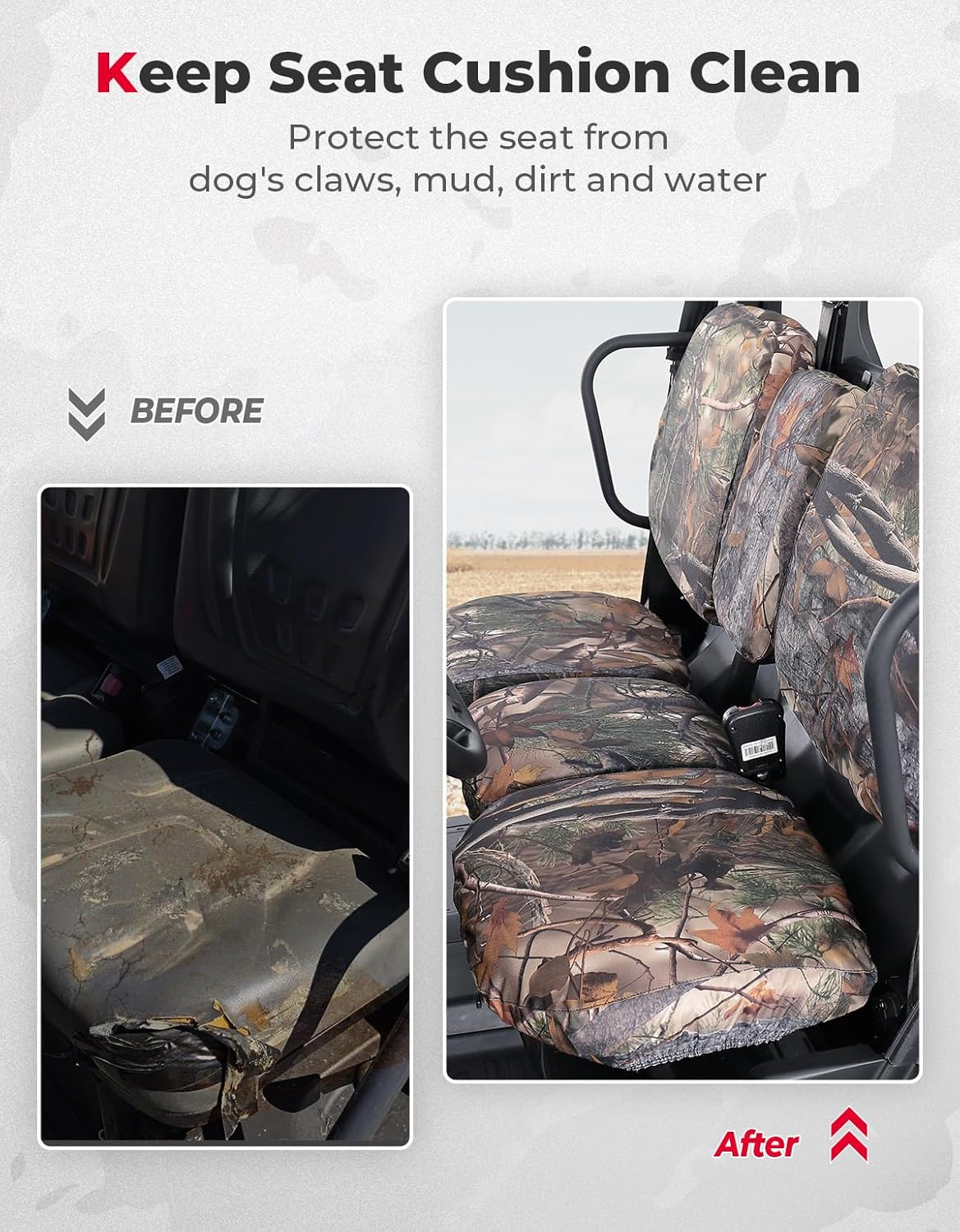 Kemimoto Waterproof Camo Seat Cover for Can‑Am Defender