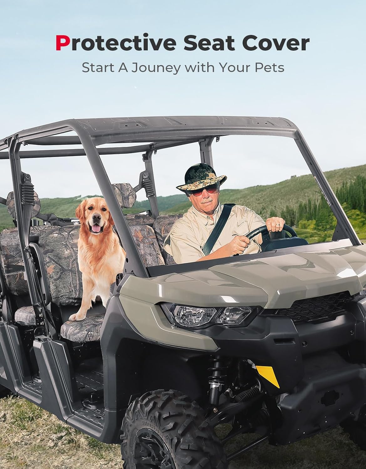 Kemimoto Waterproof Camo Seat Cover for Can‑Am Defender