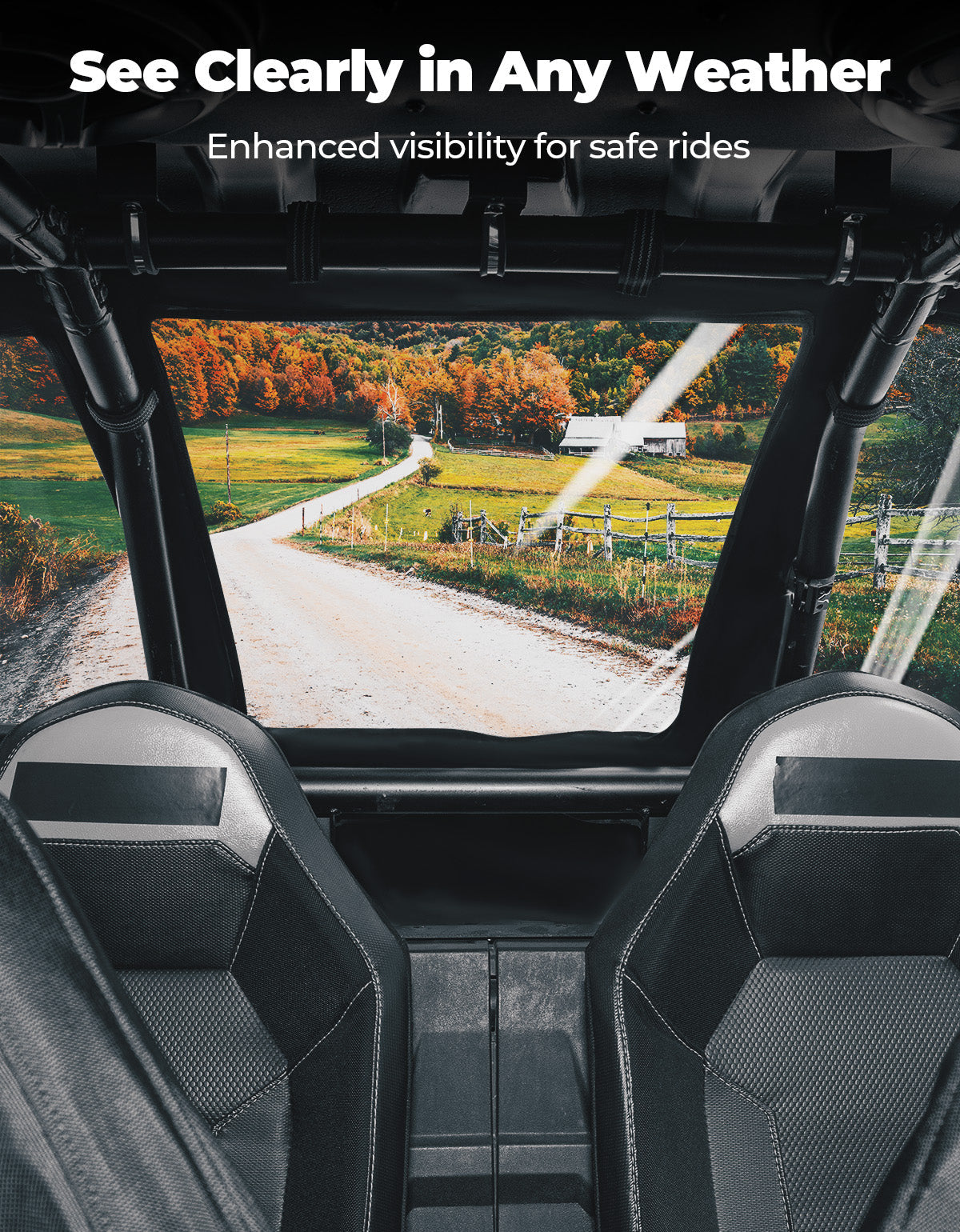 Kemimoto Extended Rear Windshield with Cargo Cover for Polaris RZR