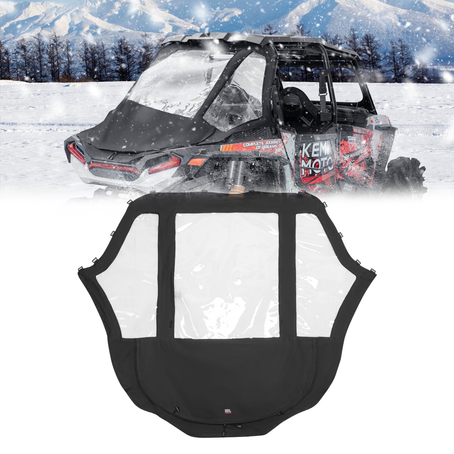 Kemimoto Extended Rear Windshield with Cargo Cover for Polaris RZR