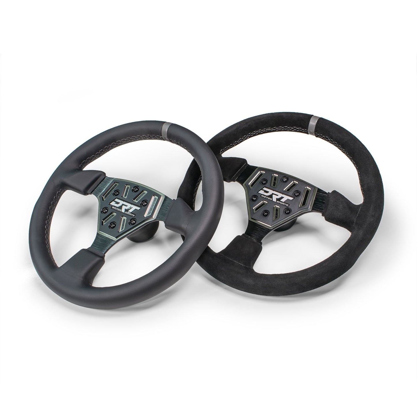 DRT Motorsports 330mm Round Leather/Suede Steering Wheel with Billet Aluminum