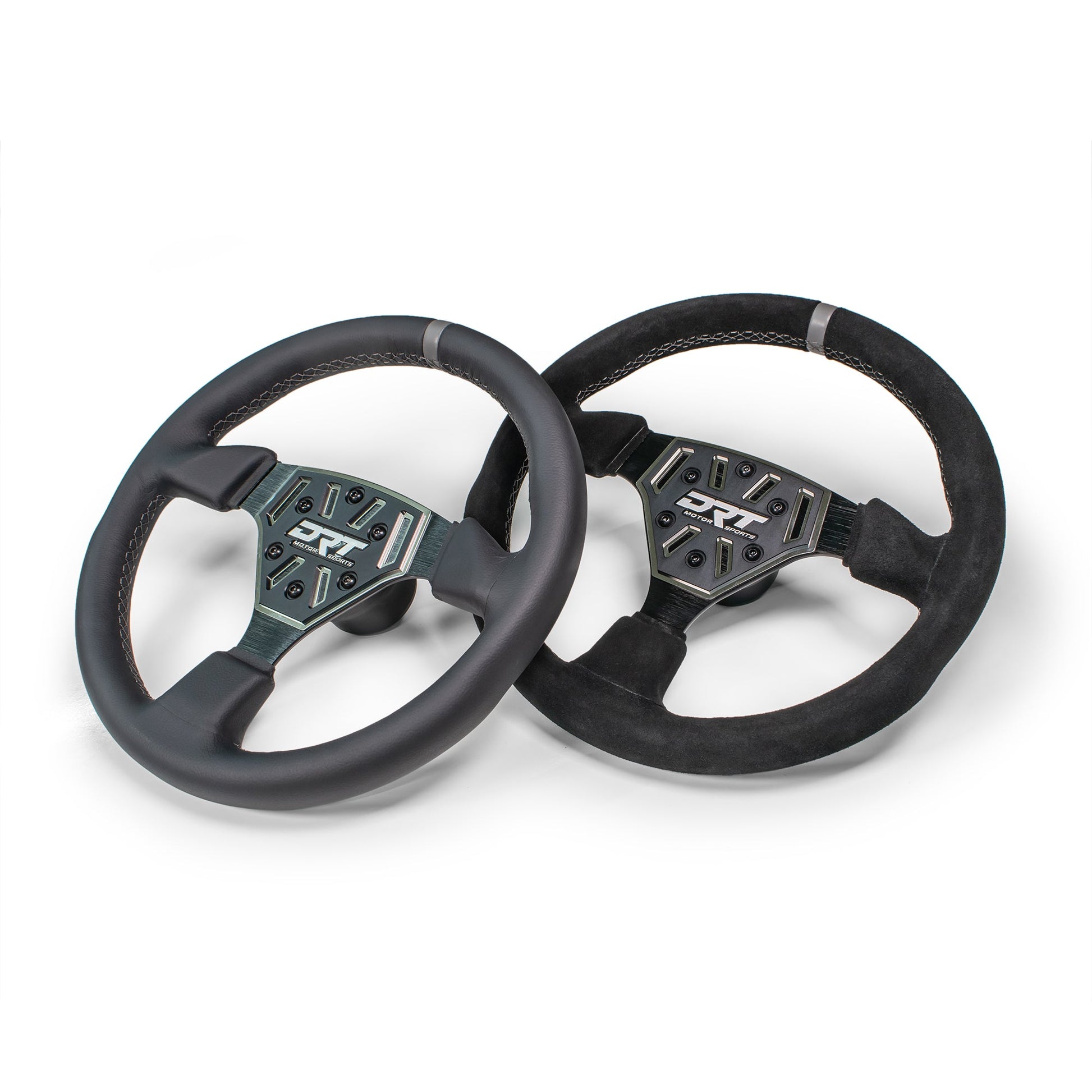 DRT Motorsports 330mm Round Leather/Suede Steering Wheel with Billet Aluminum
