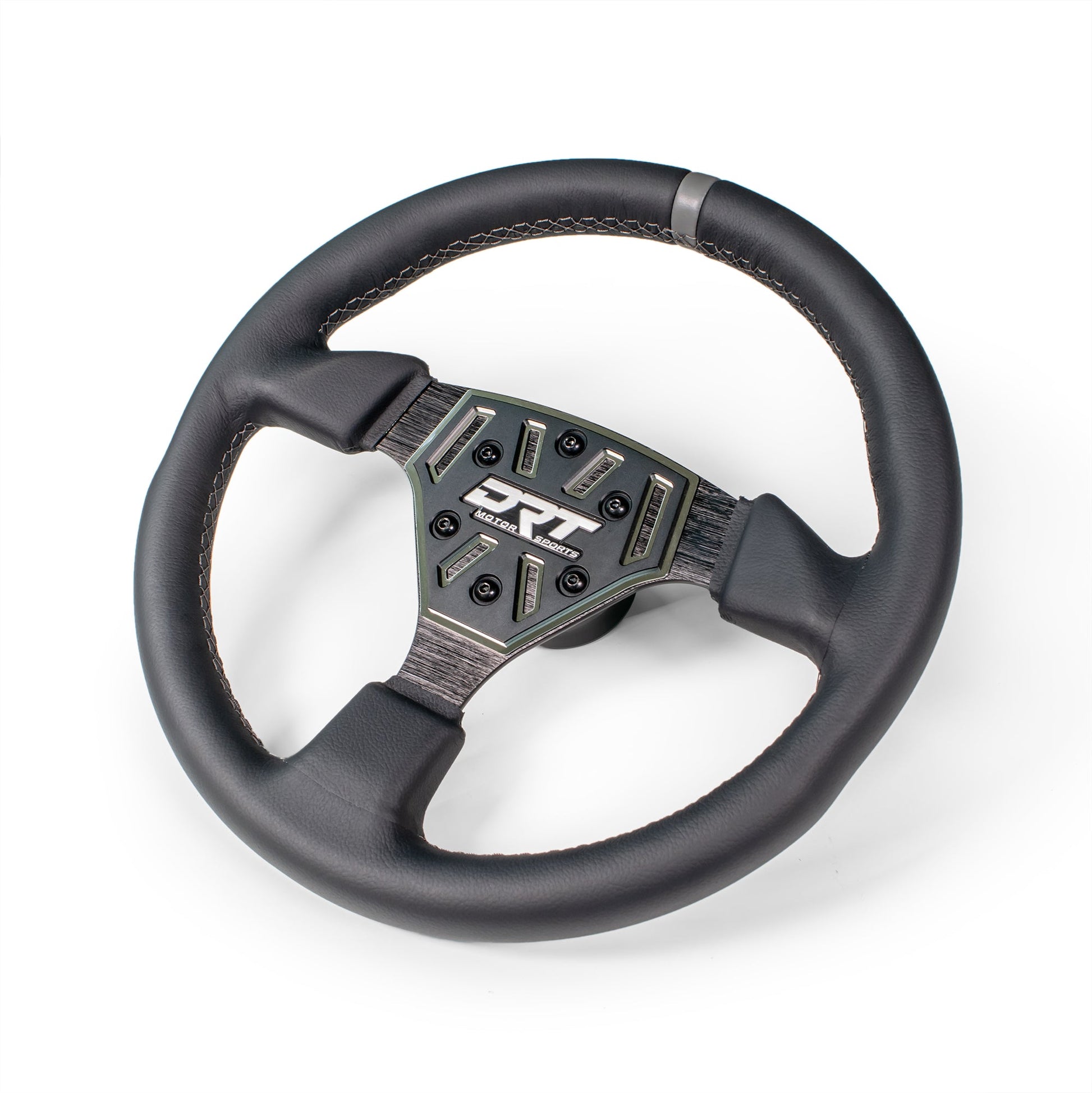 DRT Motorsports 330mm Round Leather/Suede Steering Wheel with Billet Aluminum