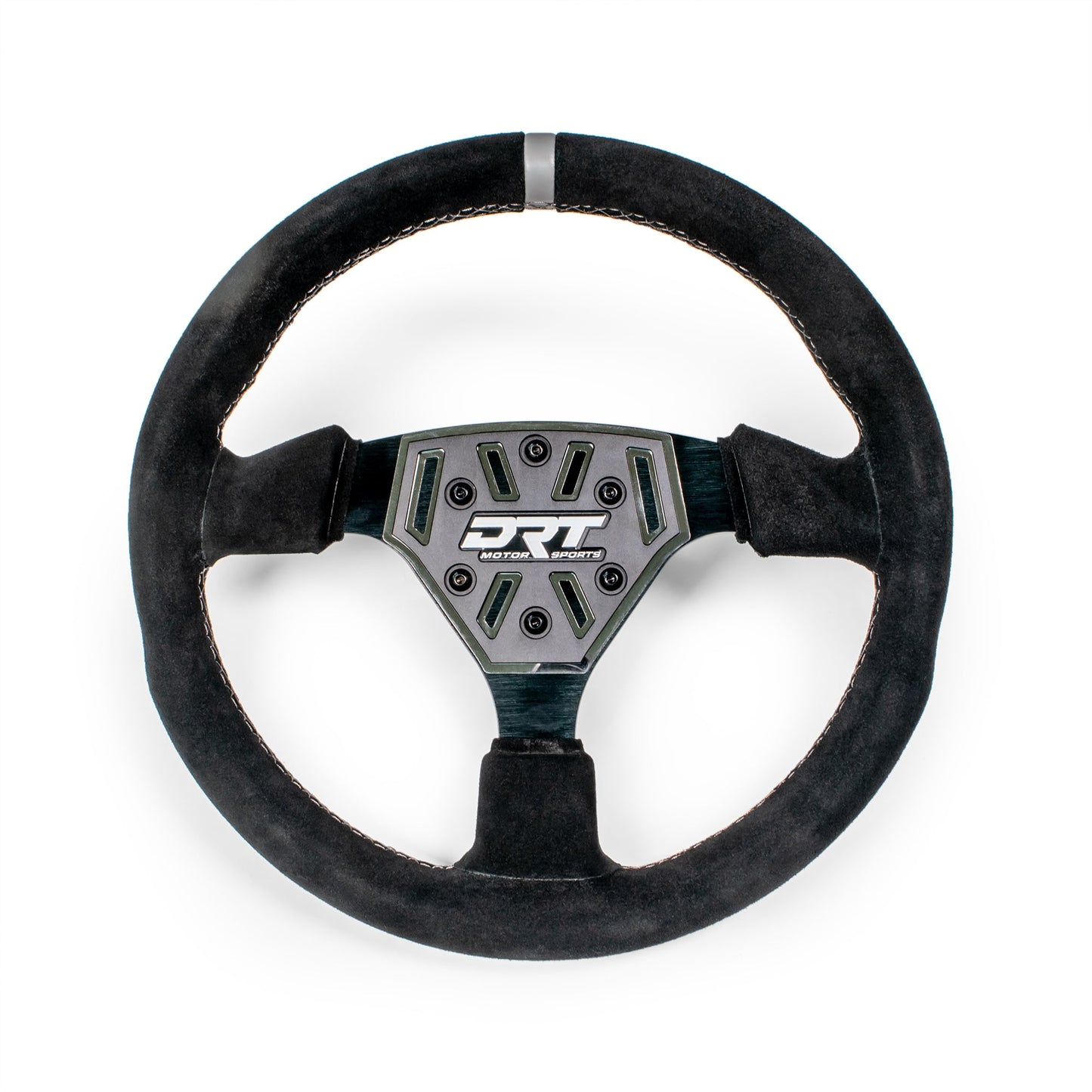 DRT Motorsports 330mm Round Leather/Suede Steering Wheel with Billet Aluminum