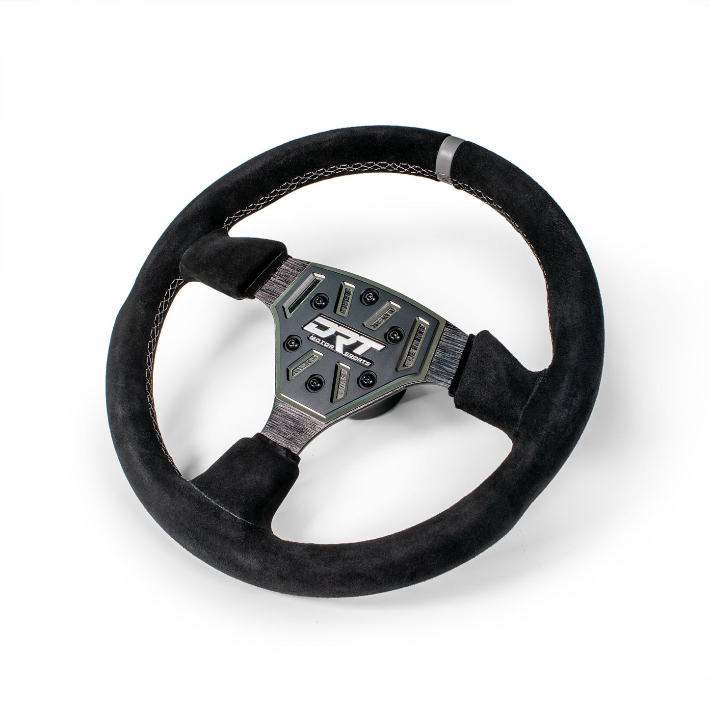 DRT Motorsports 330mm Round Leather/Suede Steering Wheel with Billet Aluminum