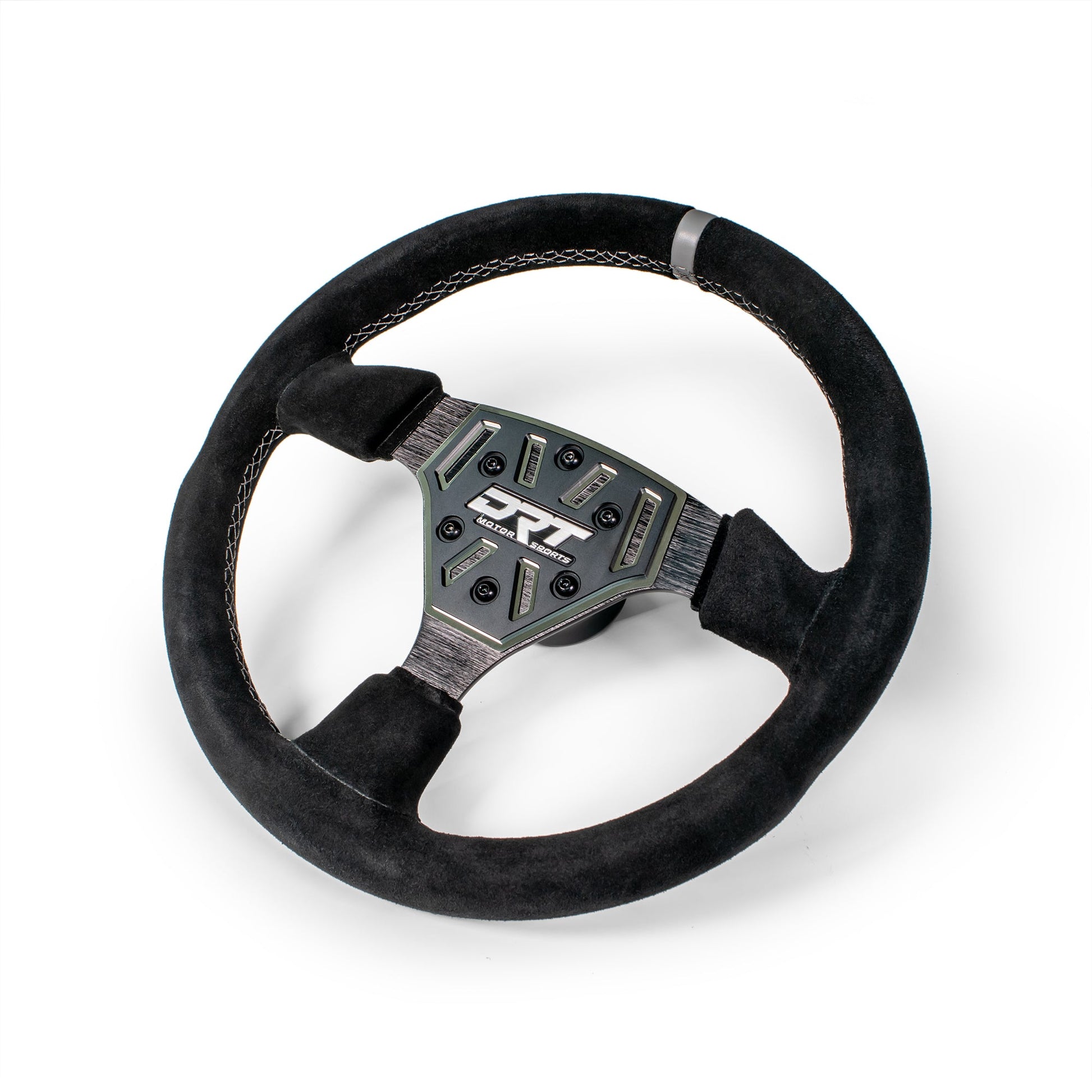 DRT Motorsports 330mm Round Leather/Suede Steering Wheel with Billet Aluminum