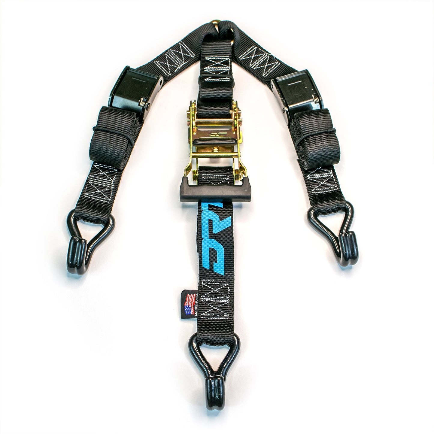 DRT Universal Ratcheting 3-Point Y-Strap Tire Harness Black