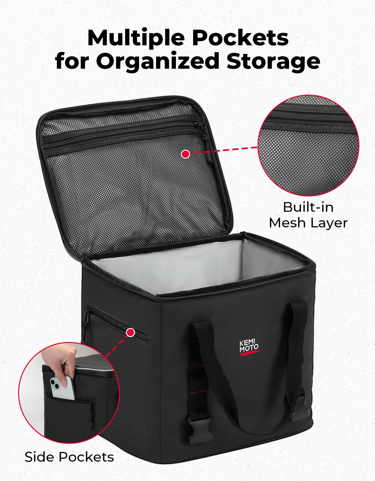 Kemimoto 20L Insulated Tail Bag Black