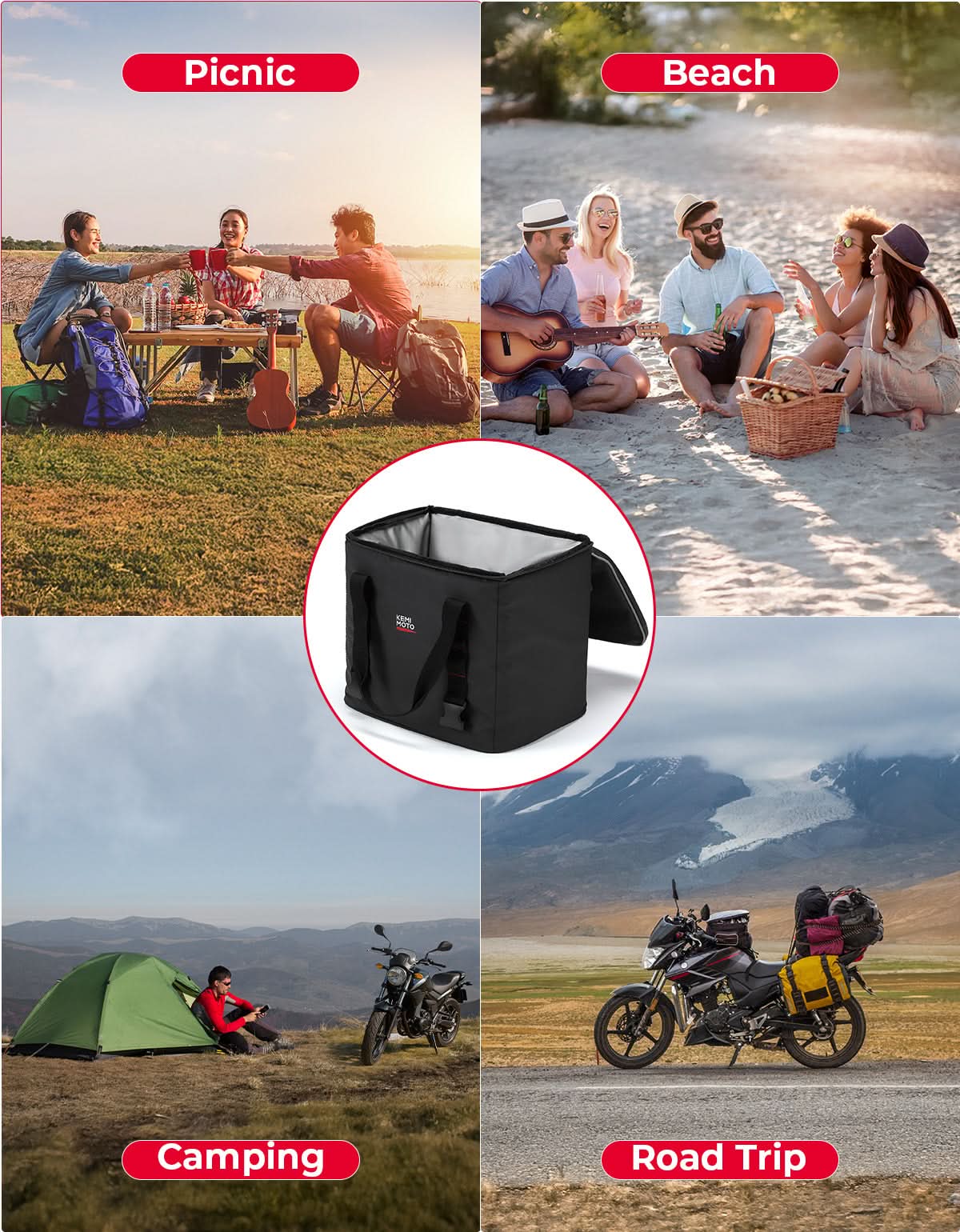Kemimoto 20L Insulated Tail Bag Black