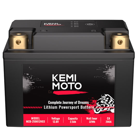Kemimoto 12V 2.5Ah LiFePO4 Lithium Battery Universal