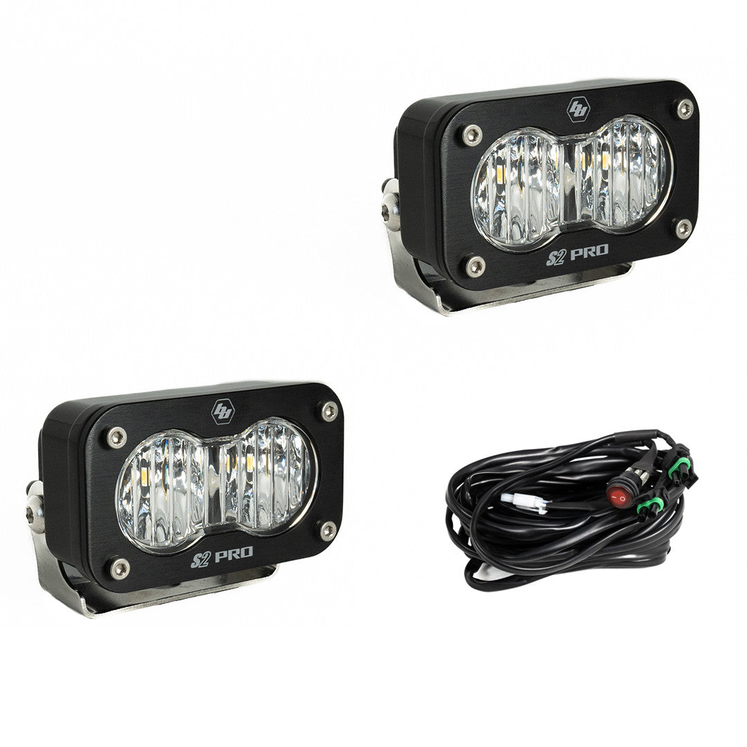 S2 Pro Black LED Auxiliary Light Pod Pair Universal
