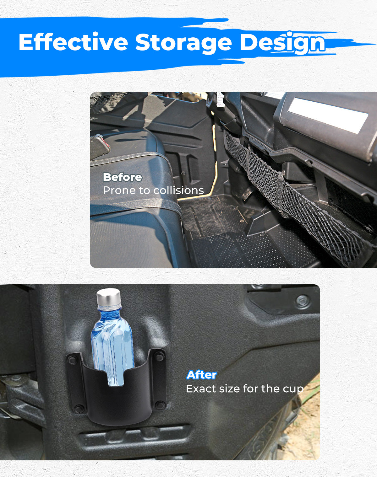 Kemimoto Drink Cup Holder Door Mount for Honda Pioneer 700‑4/1000‑5