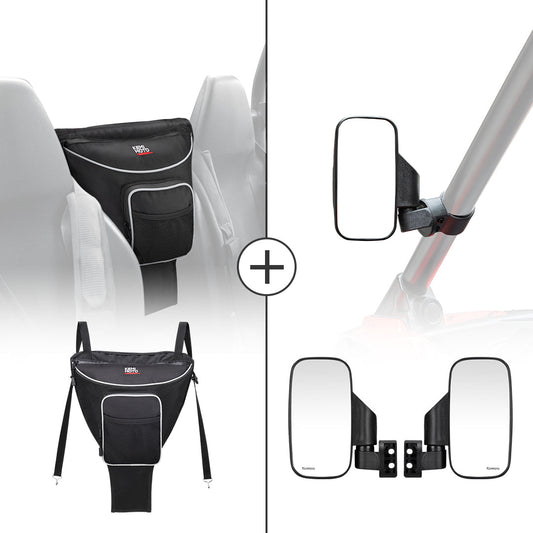 Kemimoto Cab Pack Seat Bag & Mirror for Polaris RZR