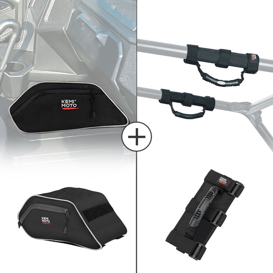 Kemimoto Center Seats Storage Bag & Grab Handles 1680D Water‑Resistant