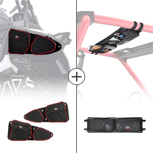 Kemimoto Front Door Roof Storage Bag 1680D Polyester Polaris RZR