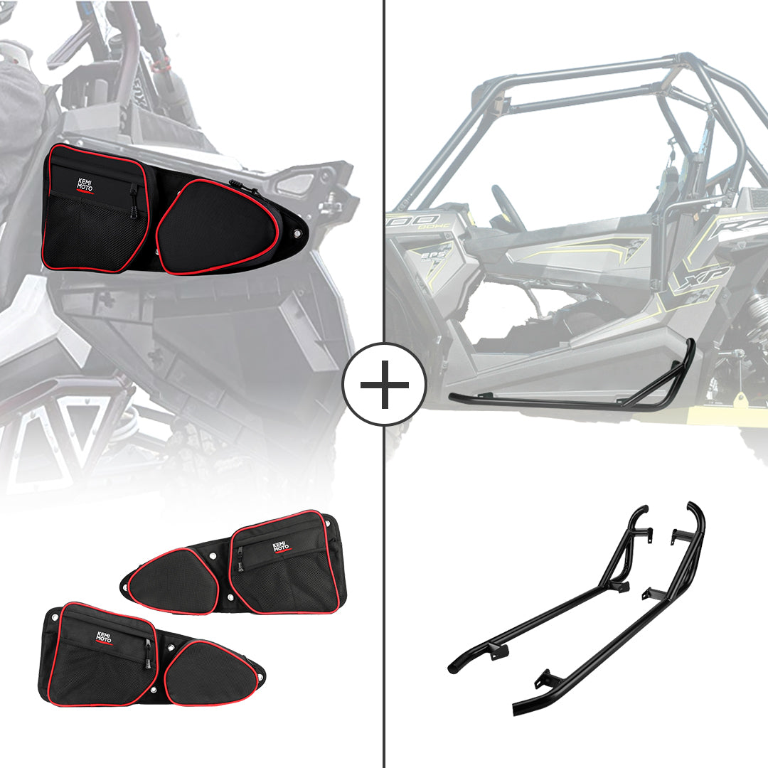 KEMIMOTO Front Door Bags & Rock Sliders for Polaris RZR