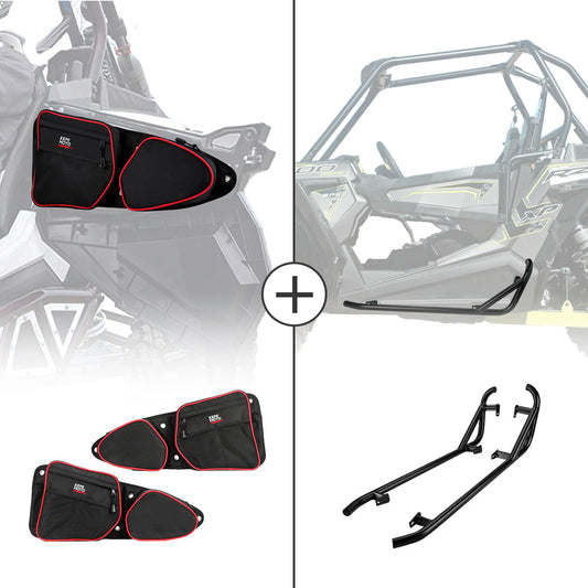 KEMIMOTO Front Door Bags & Rock Sliders for Polaris RZR