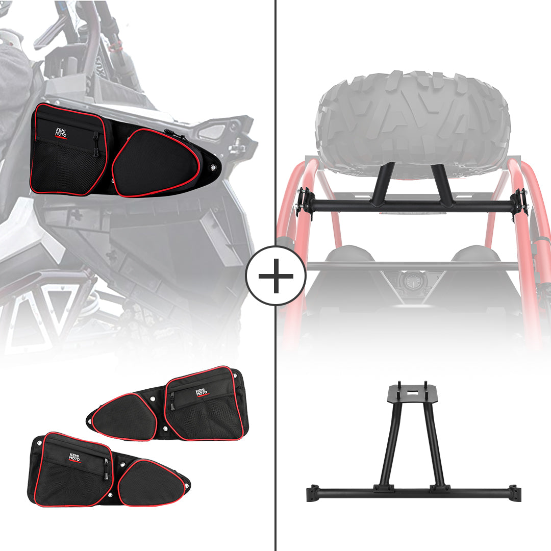 Kemimoto Door Bags & Spare Tire Mount for Polaris RZR