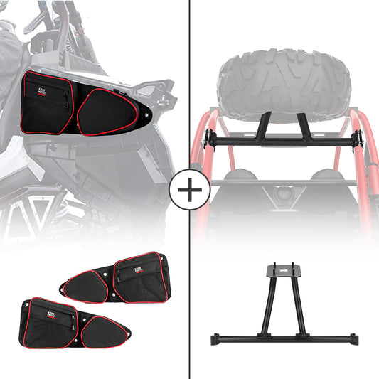 Kemimoto Door Bags & Spare Tire Mount for Polaris RZR