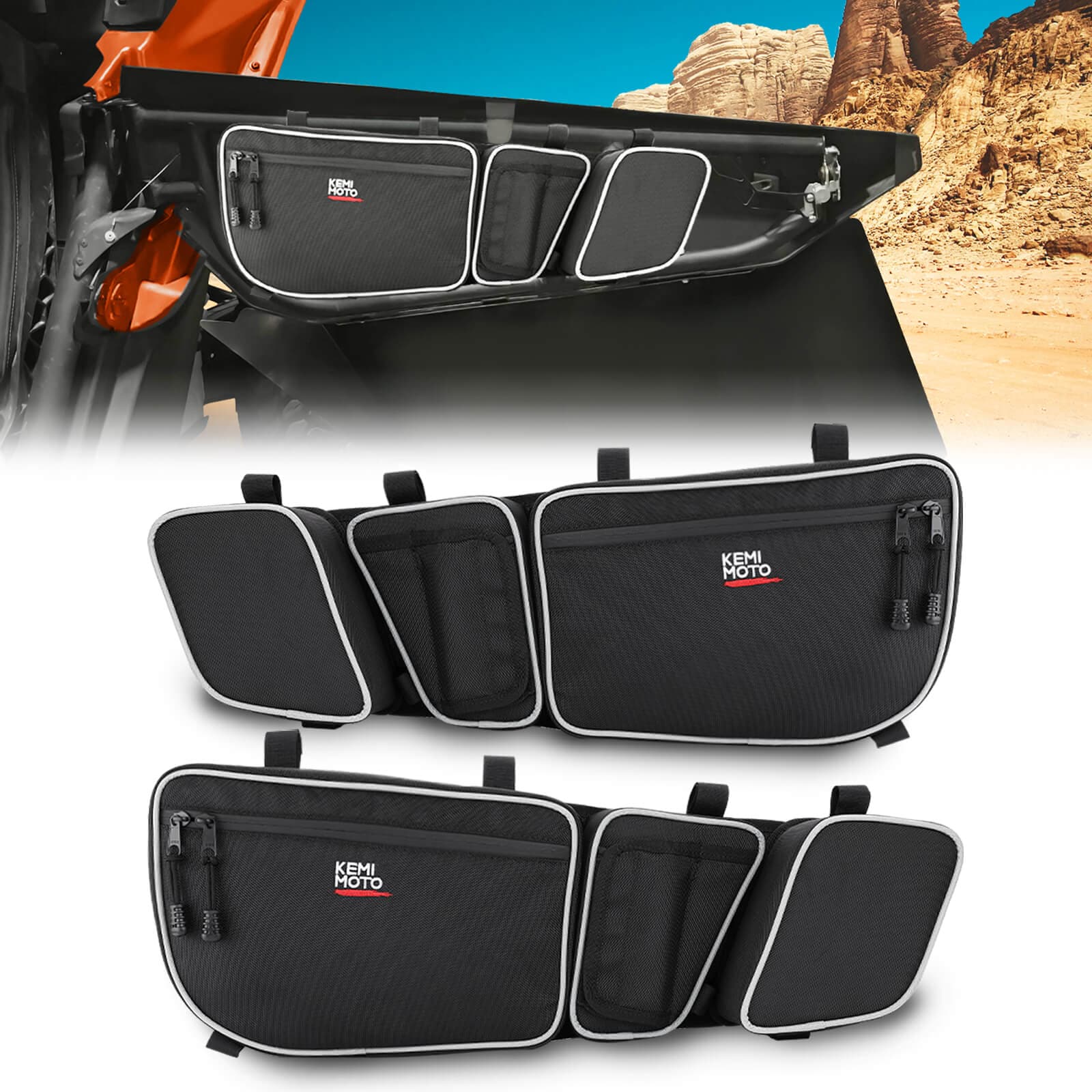 Kemimoto Front Door Bag & Handle for Can‑Am Maverick X3/Max