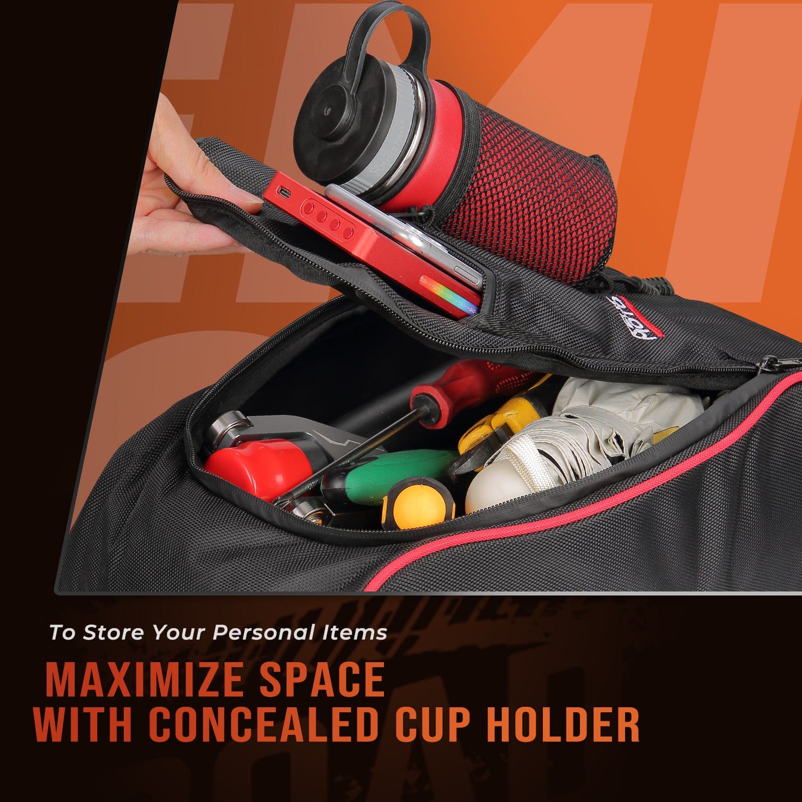 Kemimoto Heavy Duty Belts & Center Storage Bag Black