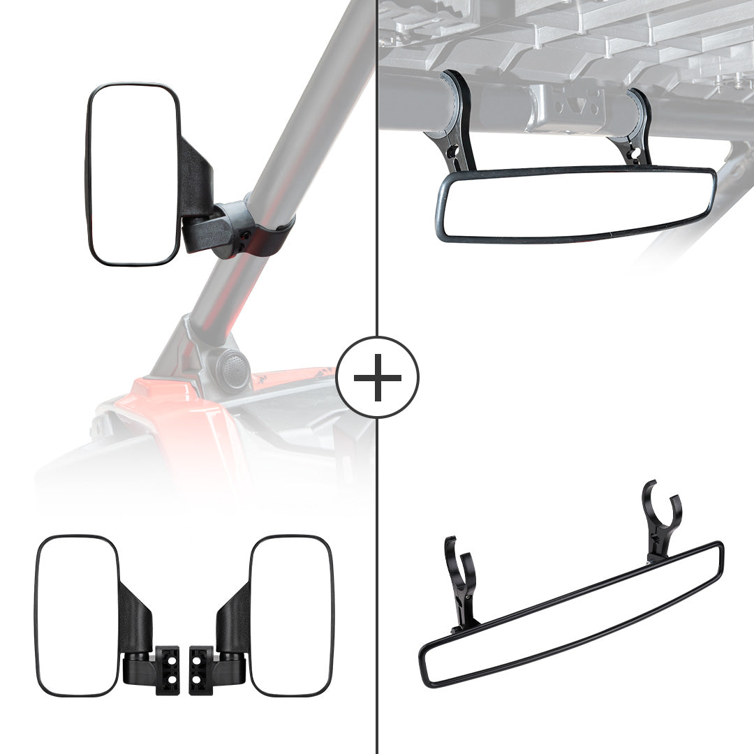 Kemimoto UTV Side View Mirrors and Center Rearview Set