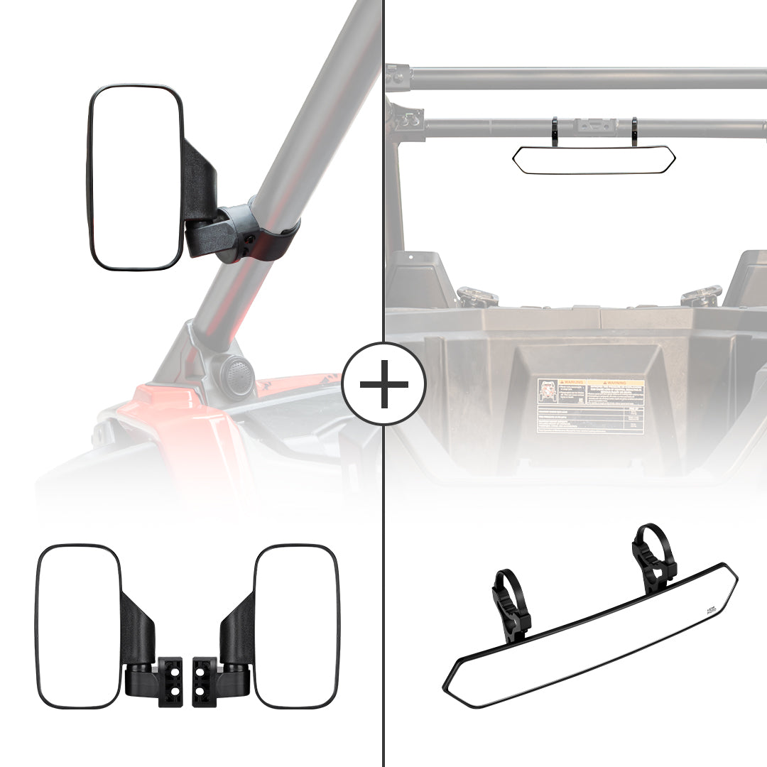Kemimoto Adjustable Rear View Mirrors 1.75"-2" Round Tube