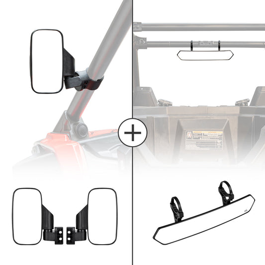 Kemimoto Adjustable Rear View Mirrors 1.75"-2" Round Tube