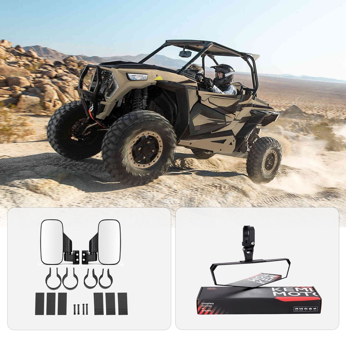 UTV 1.75" / 2" Side Mirror and Race Convex Mirror