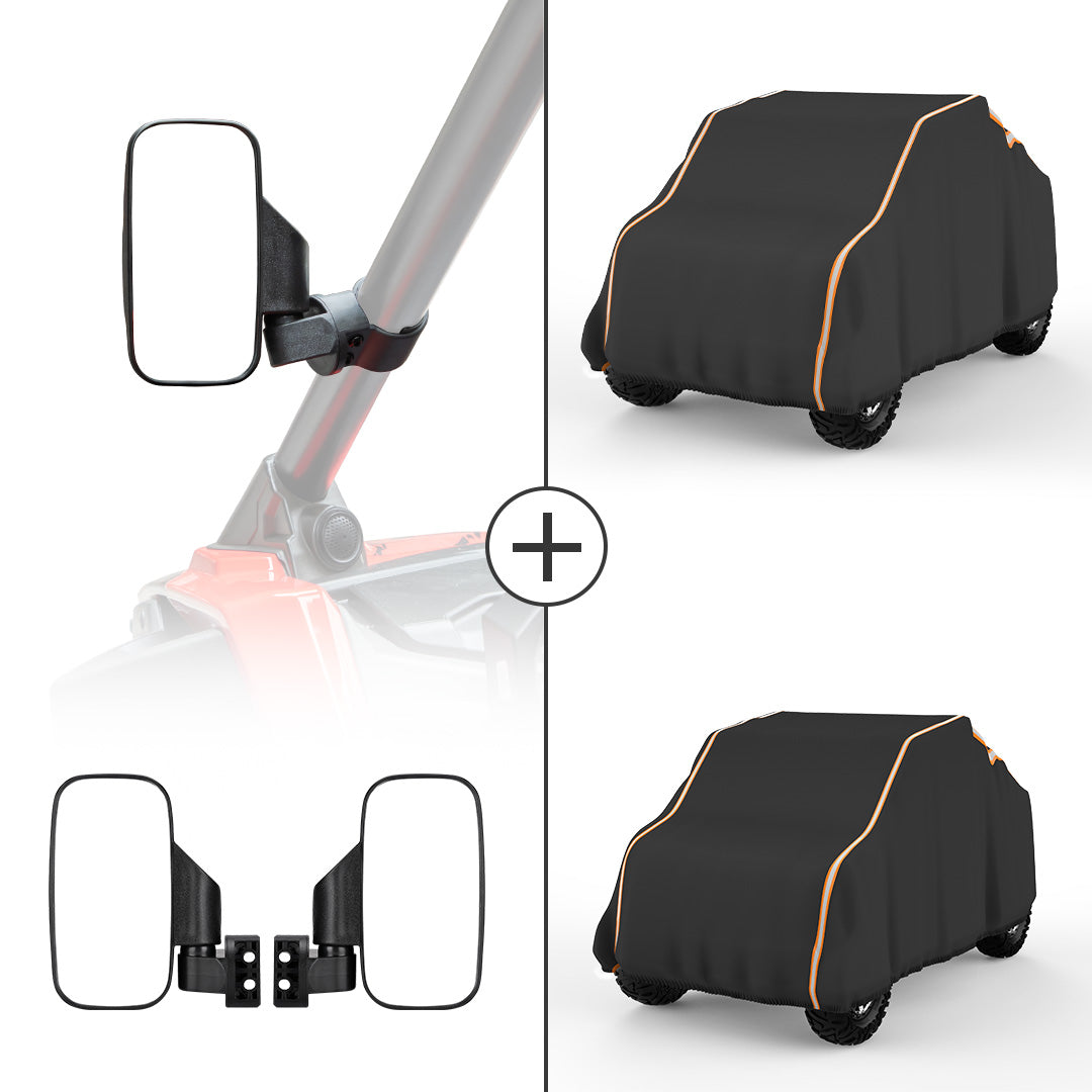 Kemimoto UTV Side View Mirror and Storage Cover for Polaris RZR