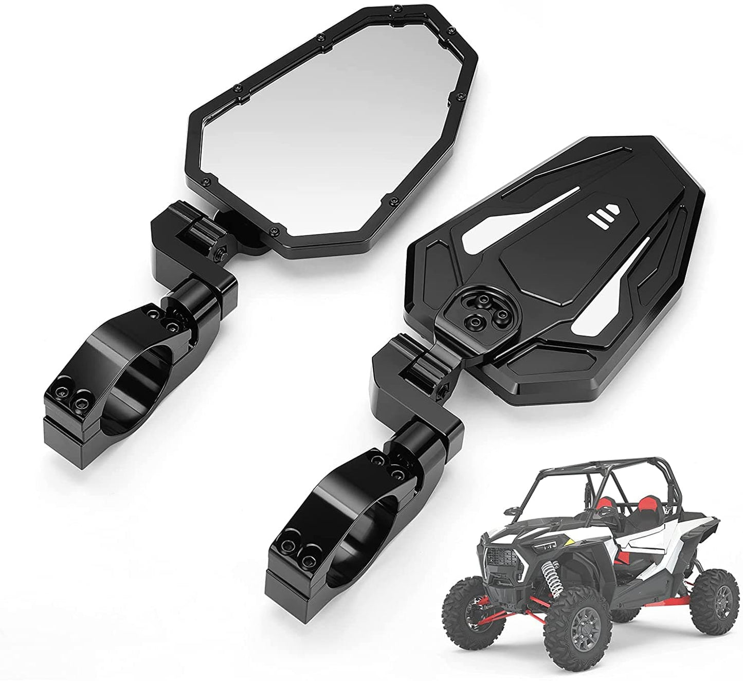KEMIMOTO Aluminum UTV Side View Mirror for 1.75‑2" Roll Bar